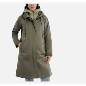 Bernardo Women's S Hooded Long Green 3 in 1 Vest Lined Parka Coat  jck226